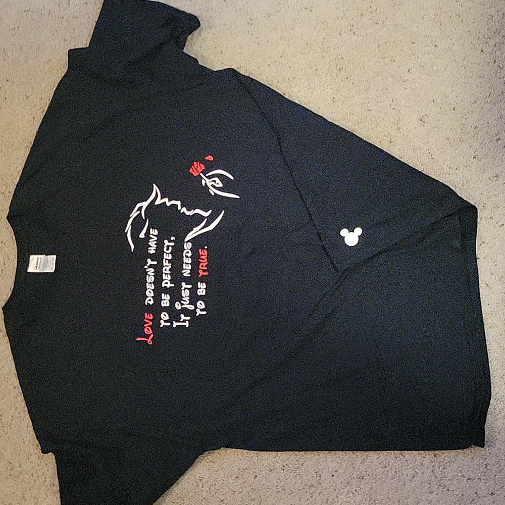 EUC Used 3XLT XXXLT Disney Beauty and the Beast Silhouette Custom Black T-Shirt